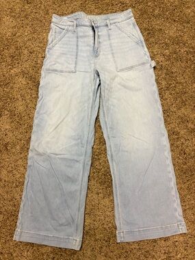 American Eagle Light Wash Wide Leg Painter Jeans